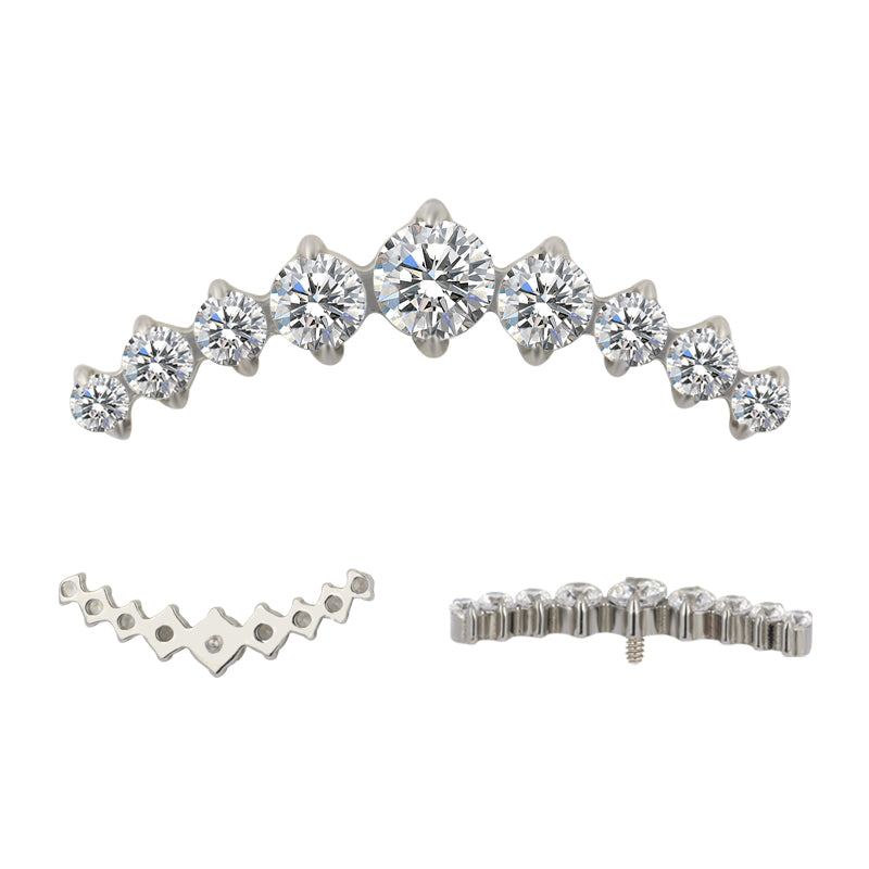 Titanium Internally Thread 9 Prong Set CZ Stone Top