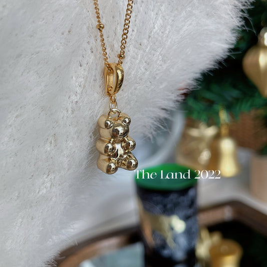 18K Golden Ballon Bear Handmade Necklace